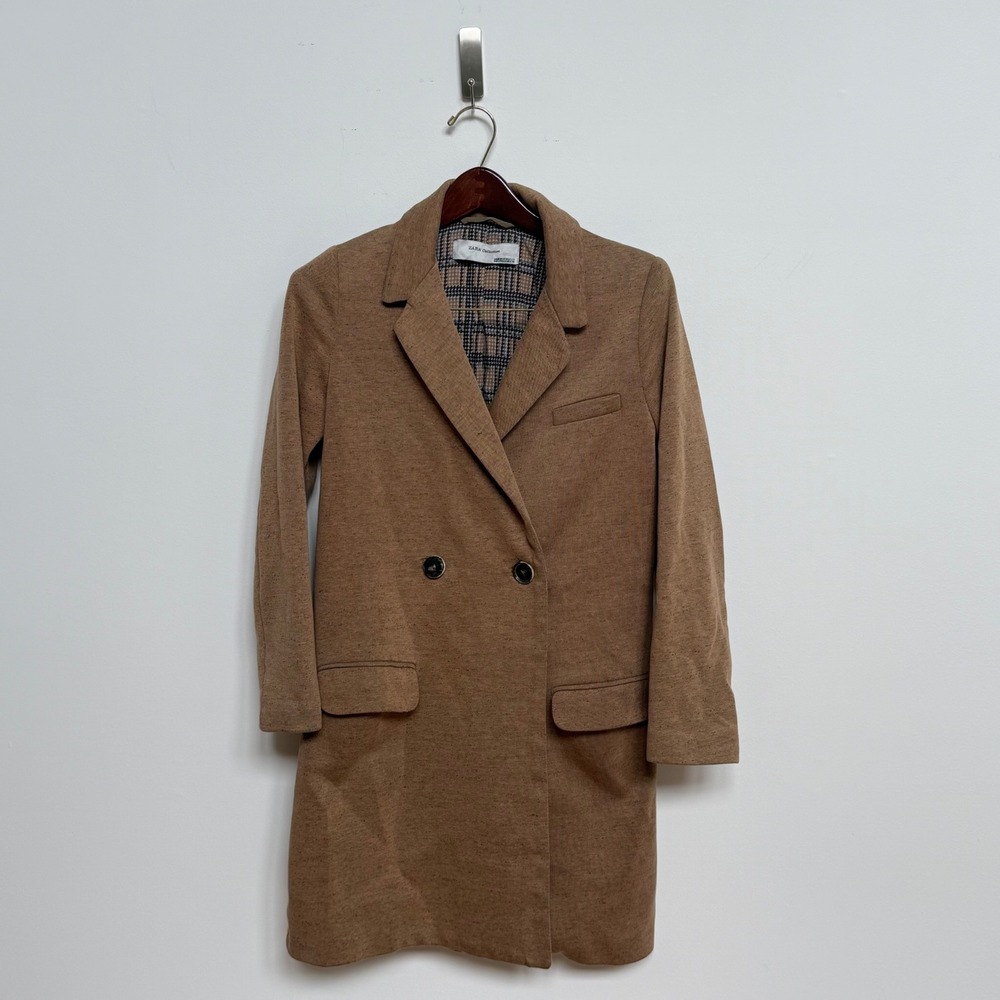Zara Collection Brown Flecked Double Breasted Long Blazer Coat Women's Medium